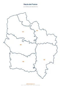 Carte des Hauts-de-France à imprimer : les 5 départements
