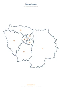 Carte de l'Île-de-France à imprimer : les 8 départements