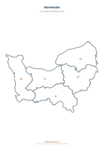 Carte de la Normandie à imprimer : les 5 départements