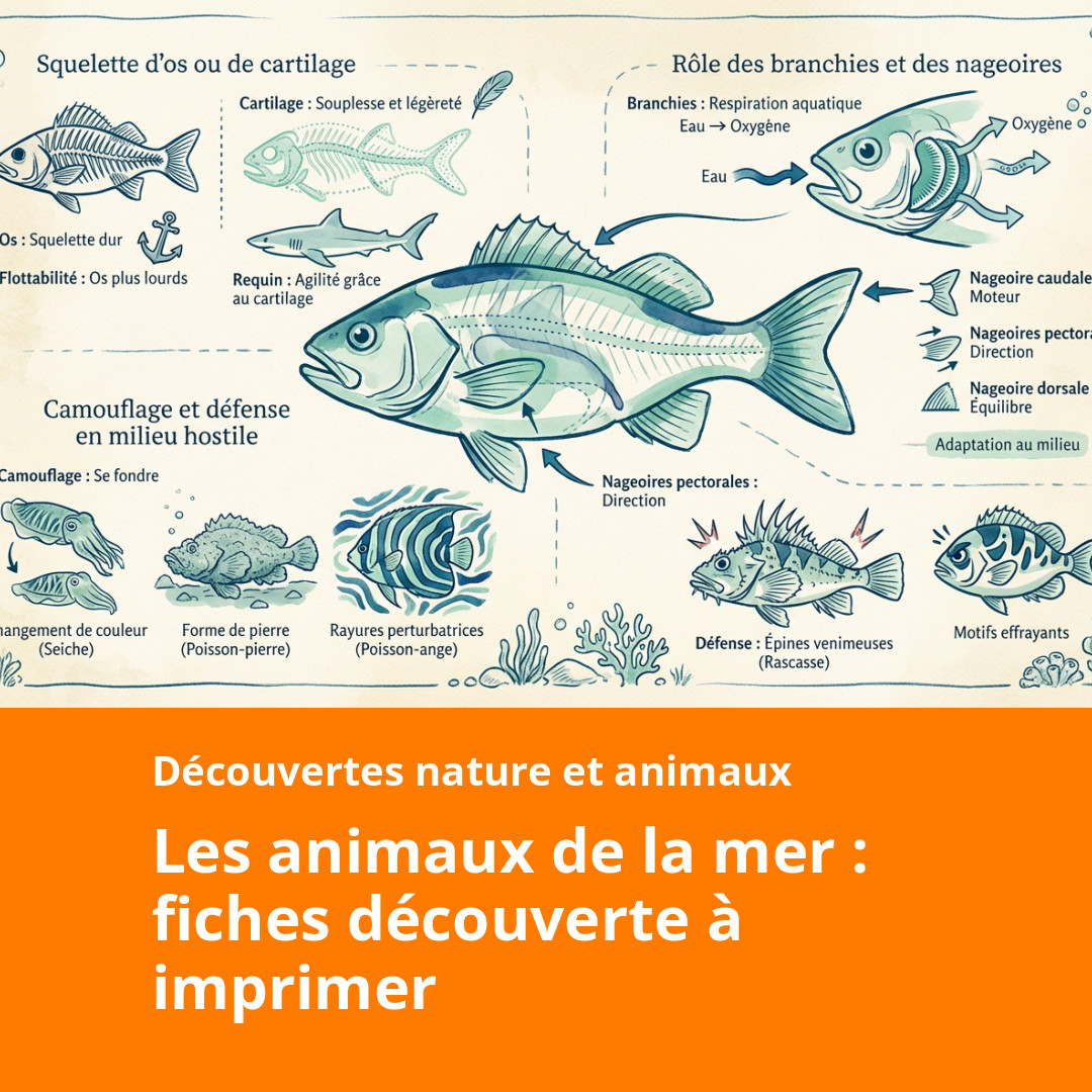 Les animaux de la mer : fiches découverte à imprimer - Cahiers ...